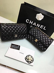 CHANEL 1112 black medium size 2.55 lambskin Leather Flap Bag with Gold/Silver Hardware - 1