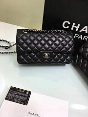 CHANEL 1112 black medium size 2.55 lambskin Leather Flap Bag with Gold/Silver Hardware - 6