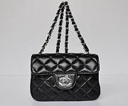 CHANEL 1112 Black Lambskin Leather Flap Bag With Silver Hardware - 2