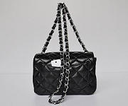 CHANEL 1112 Black Lambskin Leather Flap Bag With Silver Hardware - 3