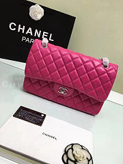 CHANEL 1112 Rose Red large Size 30 Lambskin Leather Flap Bag With Gold/Silver Hardware - 6