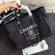 Chanel Navy Blue Canvas Large Deauville Shopping Bag A68046 VS01592 - 5