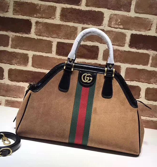 GUCCI RE(BELLE) SUEDE MEDIUM TOP HANDLE BAG ‎516459 BROWN 2018 - 1