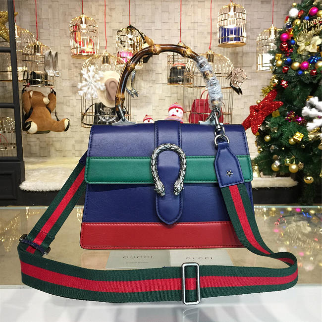 Gucci Dionysus medium top handle bag  blue/green/red leather - 1