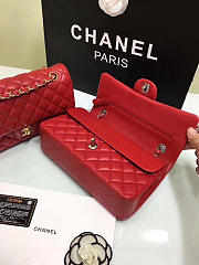 CHANEL 1112 Red Medium Size 2.55 Lambskin Leather Flap Bag With Gold/Silver Hardware - 6