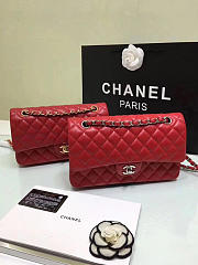 CHANEL 1112 Red Medium Size 2.55 Lambskin Leather Flap Bag With Gold/Silver Hardware - 5