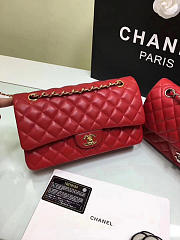 CHANEL 1112 Red Medium Size 2.55 Lambskin Leather Flap Bag With Gold/Silver Hardware - 3