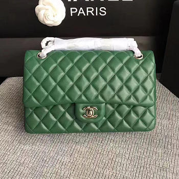 Classic Chanel Lambskin Flap Shoulder Bag Green A01112 VS04940