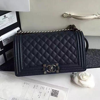 Chanel Blue Quilted Caviar Medium Boy Bag 180301 VS04423