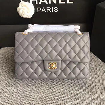 Classic Chanel Lambskin Flap Shoulder Bag Grey A01112 VS00884