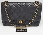 CHANEL Large Classic Handbag Grained Calfskin & Gold Metal  Black - 3