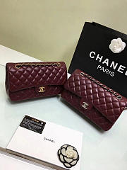 CHANEL 1112 Wine Red Medium Size 2.55 Lambskin Leather Flap Bag With Gold/Silver Hardware - 1