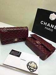 CHANEL 1112 Wine Red Medium Size 2.55 Lambskin Leather Flap Bag With Gold/Silver Hardware - 6