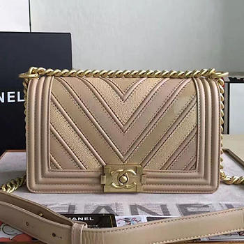 Chanel Chevron Medium Boy Bag Beige A67086 VS03308