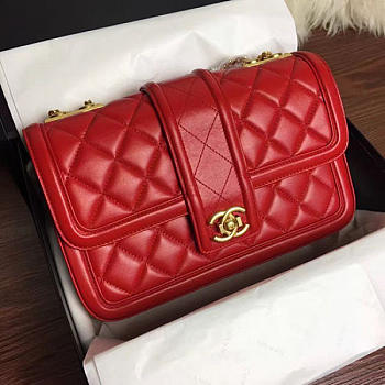 Chanel Quilted Lambskin Flap Bag Red A91365 VS02169
