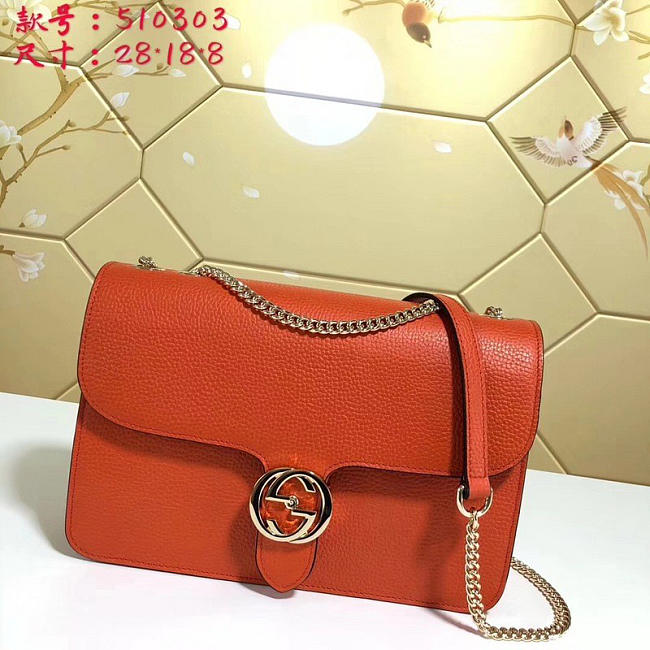 Gucci GG Flap Shoulder Bag On Chain Orange 510303 - 1