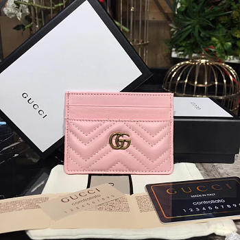 GG Marmont card case Nextdusty pink matelassé leather