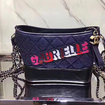 Hot Chanel Chanels Gabrielle Small Hobo Bag Navy Blue & Black A91810 VS02713