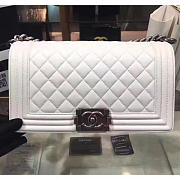 Chanel White Quilted Lambskin Medium Boy Bag A67086 VS07017 - 3