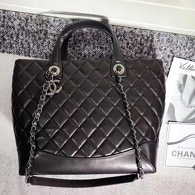 Chanel Quilted Lambskin Shopping Tote Bag Black 260301 VS02839 - 1