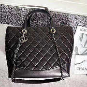 Chanel Quilted Lambskin Shopping Tote Bag Black 260301 VS02839 - 1