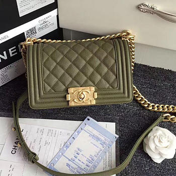 Chanel Green Quilted Caviar Small Boy Bag A67085 VS06103