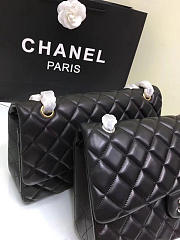 CHANEL 1112 black large size 30cm lambskin Leather Flap Bag with Gold/Silver Hardware - 5