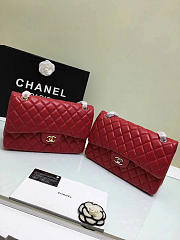 CHANEL 1112 Red Large Size 30cm Lambskin Leather Flap Bag With Gold/Silver Hardware - 2