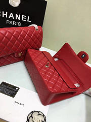 CHANEL 1112 Red Large Size 30cm Lambskin Leather Flap Bag With Gold/Silver Hardware - 5