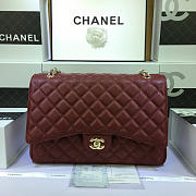 CHANEL 1112 Maroon Red Size 33cm Caviar Leather Flap Bag With Gold / Silver Hardware - 6