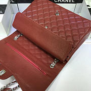 CHANEL 1112 Maroon Red Size 33cm Caviar Leather Flap Bag With Gold / Silver Hardware - 5