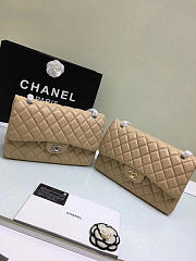 CHANEL 1112 Beige Large Size 30cm Lambskin Leather Flap Bag With Gold/Silver Hardware - 2