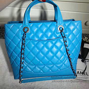 Chanel Quilted Lambskin Shopping Tote Bag Blue 260301 VS08291 - 6