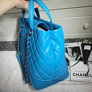 Chanel Quilted Lambskin Shopping Tote Bag Blue 260301 VS08291 - 5