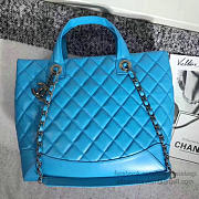 Chanel Quilted Lambskin Shopping Tote Bag Blue 260301 VS08291 - 4