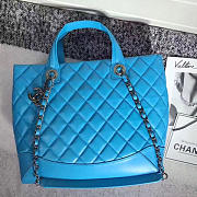 Chanel Quilted Lambskin Shopping Tote Bag Blue 260301 VS08291 - 3