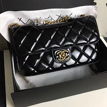 Chanel Black Oil Wax Leather Perfect Edge Bag Gold A14041 VS06794