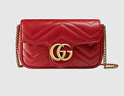 Gucci GG Marmont Matelassé Leather Super Mini Bag, Red - 1