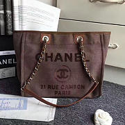 Top Chanel Canvas and Sequins Cubano Trip Deauville Shopping Bag Brown A66941 VS01172 - 1