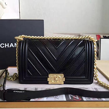 Chanel Chevron Medium Boy Bag Black A67086 VS00849