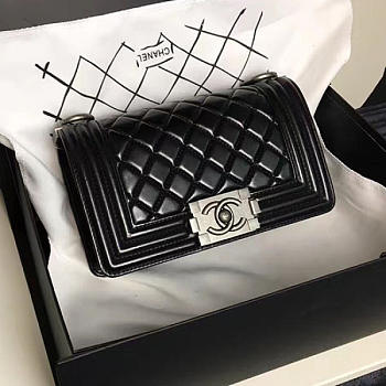 Chanel Small Quilted Lambskin Boy Bag Black A13043 VS07183