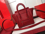 Celine NANO LUGGAGE SHOULDER BAG IN RED SMOOTH CALFSKIN - 1