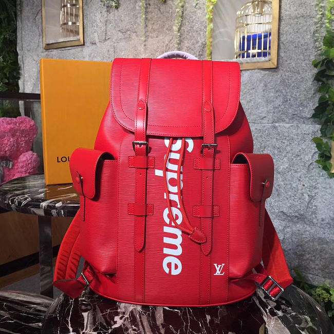 Louis Vuitton Supreme backpack M41709 Red water ripple backpack - 1