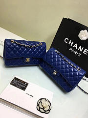 CHANEL 1112 Blue Medium Size 2.55 Lambskin Leather Flap Bag With Gold/Silver Hardware - 1