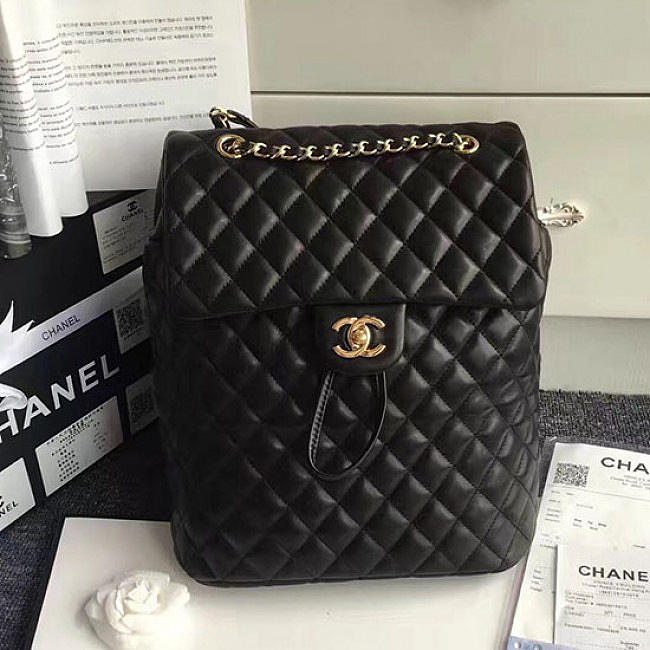 Chanel Urban Spirit Quilted Lambskin Large Backpack Black Gold Hardware 170301 VS05666 - 1