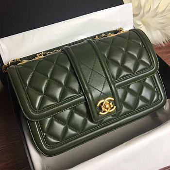 Chanel Quilted Lambskin Flap Bag Green A91365 VS06525