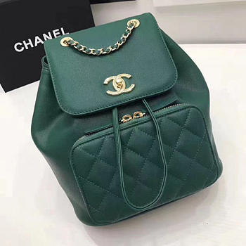 Chanel Grained Calfskin Backpack Green A93748 VS03992