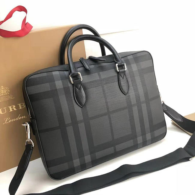 burberry Large Briefcase from London Check Fabric - 1