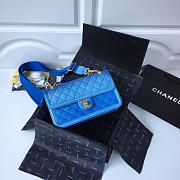 Chanel Flap Grained Calfskin Bag Blue AS0062 - 2