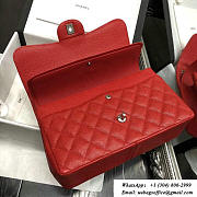 CHANEL Red Jumbo Calfskin Leather Double Flap Bag With silver/gold Hardware - 6